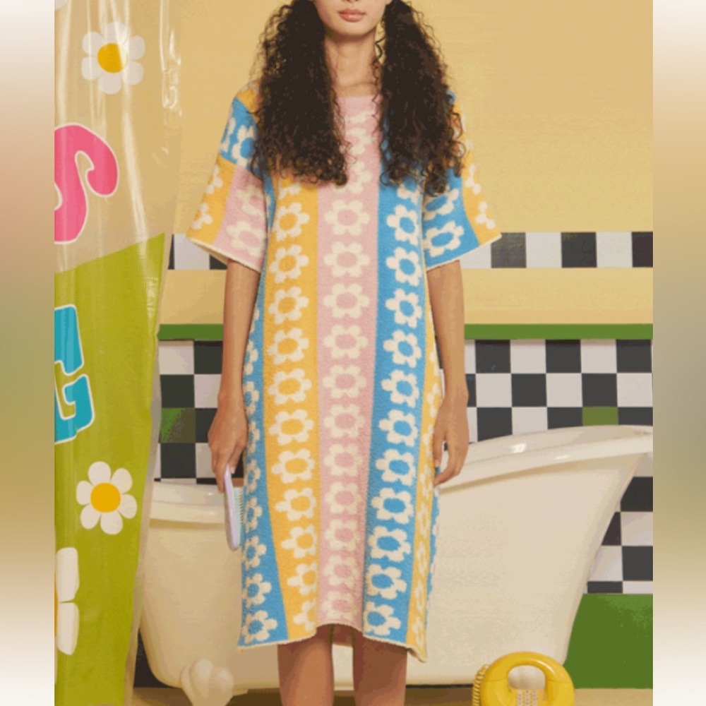 Love and Harmony Floral Midi Retro Sweater Dress
